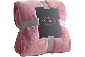TASTHROW Coperta Vellutata in Pile, Morbida Coperta Plaid Divano Coperta Per Letto in Microfibra per Divano, Letto, Viaggi (230x270cm, Rosa)