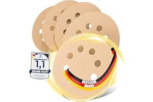 Woltersberger® 50 Stück Exzenter Schleifscheiben Ø 125mm | Körnung P120 | 8 Loch in gold | Schleifpapier für optimales schleifen, vielseitig einsetzbar