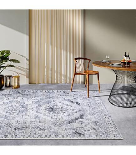 Villeroy & Boch Laagpolig tapijt Alfred - oosters woonkamertapijt - dicht geweven met franjes - klassiek tapijt voor woonkamer, slaapkamer, eetkamer, hal - crèmeblauw, 155 x 235 cm