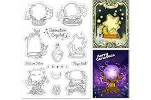 GLOBLELAND Timbri Trasparenti con Sfondo di Cristallo Divinazione Timbri Trasparenti Decorativi con Sfera di Cristallo Timbri In Silicone per Creare Carte e Decorazioni per Album Fotografici