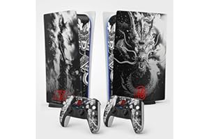FFrame Adesivo per la PS5 Guerriero Dragon, adesivo per la PS5 Manga, Console e Controller, edizione standard Digitale, Skin Guerriero PS 5 (2 controller)