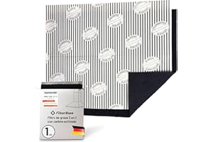 FilterBase® Filtro de carbón activado para campana extractora | Paquete individual | Filtro plano de grasa + filtro de carbón para campana extractora | Filtro a medida 57x47 cm.
