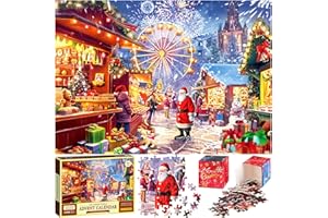 RONSTONE Calendrier de l'Avent 2024 Puzzles - 24 boîtes de 1008 pièces Puzzles - Calendrier de l'Avent Puzzle avec compte à rebours de 24 jours - Puzzles de Noël Cadeau pour Adultes