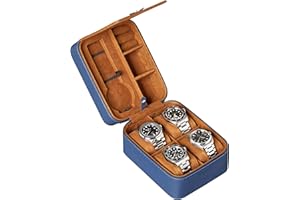 ROTHWELL Estuche organizador de viaje para 5 relojes, resistente y portátil, con cremallera, se adapta a todos los relojes de pulsera y relojes inteligentes de hasta 50 mm, funda de reloj de viaje