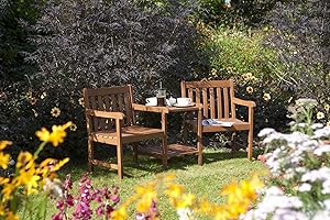 ROWLINSON GARDEN PRODUCTS Rowlinson Hampton Hardwood Companion Seat Honey Brown