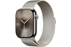 Apple Watch Series 10 (GPS + Cellular 46 mm) Smartwatch mit Titangehäuse in Natur und Milanaise Armband in Natur (S/M). Fitnesstracker, EKG App, Always-On Retina Display, Wasserschutz