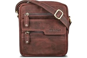 ROYALZ 'Oregon' borsello tracolla in pelle per uomo piccola borsa vero cuoio stil vintage massaner elegante mini