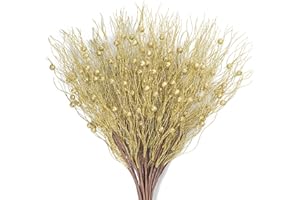 KI Store 20 Stück deko Zweig Gold Weihnachten äste künstlicher weihnachtszweig 45cm mit Glitzer bastelzweige dekozweig Stem Mistelzweig für Weihnachts deko (20, Gold)