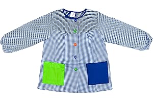 H HANSEL HOME Bata Escolar Infantil Baby Infantil de Cuadros Pequeños (Azul, 2-3 años)
