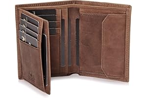DONBOLSO Grand Portefeuille Homme Cuir - Porte Feuille Cuir avec Protection RFID - Elégant et Fonctionnel pour Cartes, Billets et Documents - Vintage Marron