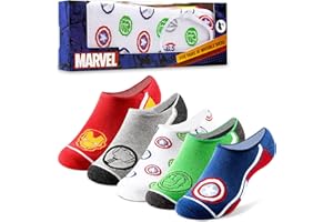 Marvel Calzini Bambino Calze Bambino Pacco da 5 Gadget Spiderman 30-40 Calzini Corti Fantasmini e Calze Lunghe Super Eroi Avengers Idea Regalo