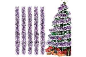 AURASKY Lametta Girlande Weihnachten Violett, 5 Stück Weihnachtsgirlanden Glänzend Girlande Weihnachten Deko, Weihnachtsbaumschmuck Girlande Lamettergirlande Weihnachtsbaum Dekoration