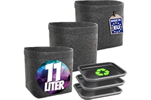 HOMEGROW24 Pflanztöpfe mit und ohne Untersetzern im Set, viereckige Filztöpfe je 11 L, Stofftöpfe für Anbau und Zucht von Pflanzen