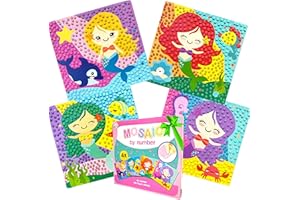 KOKOBOX Kit Mosaico Bambini Mosaico Adesivo Bambini Gioco Bambina Bambino 3 4 5 Anni 4 Modelli Di Mosaico Con Animali Giocattoli Bambini Creatività E L'abilità Motoria Regalo Bambina Bambino - Sirena