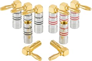 Poppstar 8 x High End vinklade banankontakter, bananplugg för högtalarkabel (till 6 mm²), högtalare, audio-videomottagare, 24