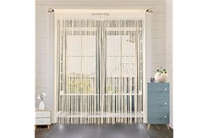 HSYLYM String Door Cortina Decoraciones para Ventanas Divisor de Habitaciones Decoraciones para Habitaciones Cortina Individual para Ventana W200xL200cm Champán
