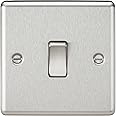 Knightsbridge CL2BC 10A 1G 2 Way Plate Switch-Rounded Edge Brushed Chrome, 230 V