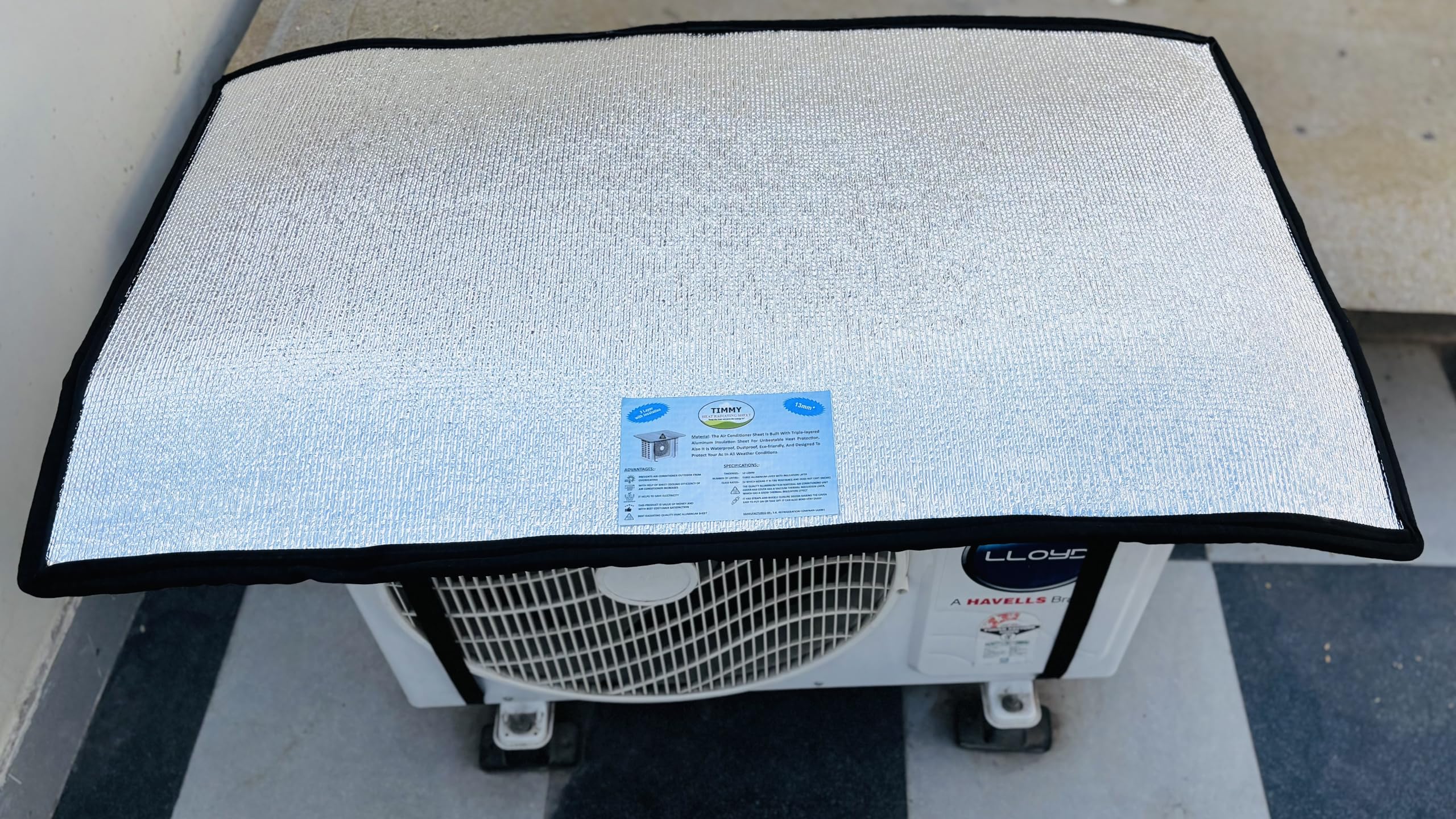 Timmy|| Ac Outdoor Unit Cover ,Split Ac Outdoor Unit Protection Cover from Heat and Sun Proof Cover | Heat Insulated Protection from Sun | Ac Outdoor Unit Cover for Sunlight with Buckle Strap 12-13mm