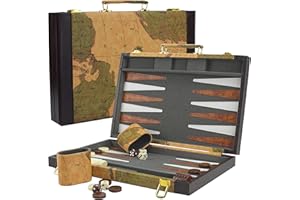 BUCHER&ROSSINI 15' Backgammon aus Kunstleder mit Digitaldruck Weltkarte (Weltkartendesign)