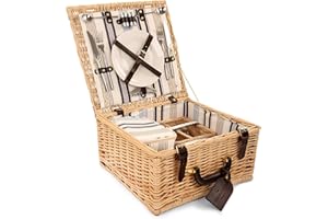 Greenfield Collection Chilworth Willow Picnic Hamper for Two People - Fitted Picnic Hamper Range