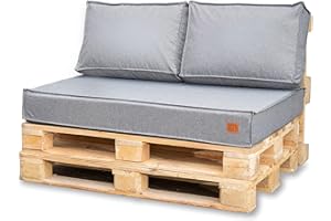 Bielik Palettenkissen 120 x 80 Set für Palettenmöbel - Wasserdicht Europaletten Sitzkissen Made in EU - Palettensofa komplett besteht aus 3 Teilen (Sitz 120x80+2 Kissen 60x40, Grau)