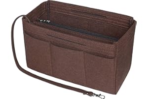 Soyizom Feutre fourre-Tout Sac à Main Sac à Main Organisateur 2in1 Sac fourre-Tout insérer Sac dans Le Sac Sac à Main Doublure fourre-Tout Organisateur Sac Pochette(café,Moyen