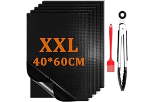 AZOMKER BBQ Grillmatte für Gasgrill 5er Set 40x60CM Antihaft Teflon Grillmatten Grillplatte Gasgrill,Backmatte Backpapier Wiederverwendbar,für Holzkohlegrill