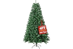 VIVO TECHNOLOGIES 4ft Premium Christmas Tree 320 Branch Tips Green Xmas Trees Bushy Artificial Christmas Tree Pine Tree with Metal Stand Easy to Assemble Realistic Spruce Branches Christmas Tree for Indoor and Outdoor