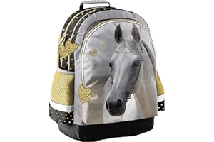 Ragusa-Trade Pferde Fan Rucksack Kinderrucksack für Jungen und Mädchen mit großen Fächern und Getränkenetz, verschiedene Motive