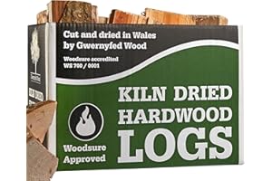 GWERNYFED WOOD Kiln Dried Hardwood Logs, (24L), WoodSure Approved, for Wood Burners, Open Fires, Stoves, Pizza Ovens, Camp Fires and Chiminea (1 Box (24L))