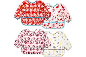 Joyo roy Weaning Bib for Girls 4Pack Baby Bib Baby Bibs for Weaning Waterproof Bibs 0-3 Years