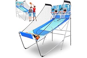 SereneLife Basketball Arcade Game, Foldable Dual Shot Basket Ball Hoop Game, Outdoor Sport Indoor Home Arcade Room w/ Digital LED Scoreboard & Play Timer, Electronic Shooting Machine for Kids & Adults