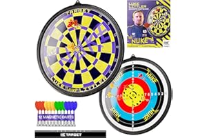 Target Darts Luke Littler Magnetic Dartboard Set for Kids | Player Edition ‘The Nuke’ Double Sided Board Game Set with 12 Magnetic Darts for Children | Indoor & Outdoor Use