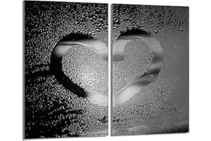 DarHaus Tabla de cortar decorativa de cristal templado y cubre vitro, Placa protectora de vitrocerámica 30 x 52 cm 2 piezas, para inducción, protección contra salpicaduras, decoración, CORAZÓN