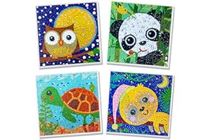 Aapxi Set di 4 quadri per Diamond Painting per bambini, fai da te 5D Diamond Painting, kit per pittura con diamanti e strass, per decorazione della casa, 15 x 15 cm