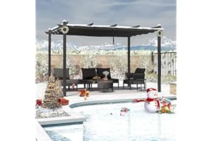 PURPLE LEAF Garten Pergola 3 x 4 m, Pavillon Aluminium Wasserdicht Sonnendach mit Schiebedach, Terrasse Pergola mit Markisenschutz, UV Beschattung, Grau