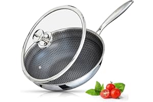 INTIGNIS Wok Hybride Premium 30 cm avec Couvercle en Verre – Acier Inoxydable, Anti-adhésif Sans PFOA, Compatible Induction, Passe au Four & Lave-Vaisselle, Poignée Stay-Cool