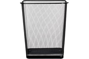 OKKO | Quadratischer Abfalleimer - 20L | Büro Mülleimer | Papierkorb aus Hochwertigem Metall | Mülleimer für Kinderzimmer, Schlafzimmer | Mülleimer Schwarz