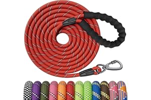 Kdsvakd Rope Dog Lead, Strong Dog Lead With Swivel Lockable Hook And Soft Padded Handle, Durable Dog Leash For Puppy, Small, Medium, Large Dog Camping Walking (Red, 10ft)