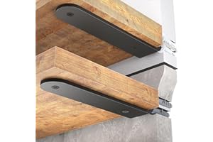 WELDUN Paquete de 6 soportes flotantes para estantes de 20 cm, soportes en L de metal resistente para colgar en la pared, color negro