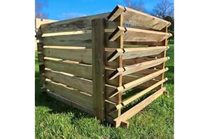 TULIPY 1575-449L Easy Fill Wooden Compost Bin | 6 Sizes (Brown, 530L - H65cm x W92cm x D92cm)