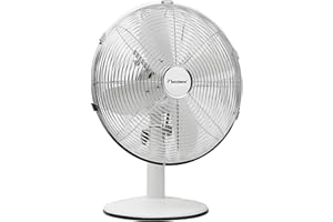 Bestron Ventilateur de Table Mobile Ø 35Cm, Ventilateur Design avec 3 Niveaux de Vitesse & Fonction Oscillation 75°, Hauteur : 35 Cm, 35 Watts, Dft35W, Couleur: Blanc