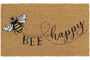 MY MAT Printed Coir Doormat, Perfect for Indoor and Outdoor Use, Large Welcome Mat for Front Door, Entryway and Patio (Bee Happy)