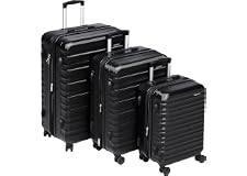 Amazon Basics 3-Piece Set Hardside Spinner-20/24/28 inch (Material: ABS), Black