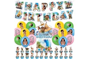SENIDEA Moana Birthday Party Decorations - Supplies, Happy Birthday Banner, Balloons, Cake & Cupcake Toppers
