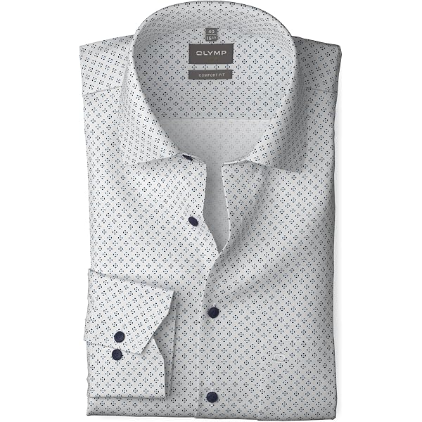 Camicia Uomo OLYMP Luxor Maniche Lunghe – Jacquard, Comfort Fit 466, Colletto New Kent, 100% Cotone