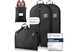 Bruce.® 2x Borsa Porta Abiti da Viaggio 100 x 60cm inkl 1x Sacchetto per Scarpe, Custodia Abiti con Cerniera Antitarme, Copriabiti da Armadio Antipolvere 120 GSM, Porta Abito da Viaggio Uomo e Donna