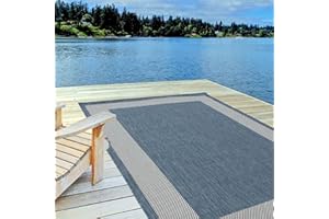 THE RUGS Outdoor Rug – Weather & UV Resistant Outdoor/Indoor Area Rugs - Durable Rugs for Patio, Deck, Garden, Kitchen, Bathroom or Living Room - Blue, 120 x 170 cm