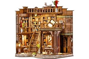 GLEAMUNO LED Book Nook Kit for Adults – DIY Miniature House Kit, Wooden Dollhouse Kit, Booknook Craft Kits, Library Bookshelf Decor, 3D Puzzles for Adults, Book Lovers Gifts, Dreamy Book Hall