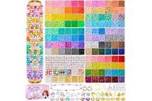 Besdiyart Clay Beads Bracelet Making Kit, 120 Colors 6 Boxes Polymer Clay Beads for Friendship Bracelet Kit, Spacer Heishi Beads for Jewelry Making with Letter Beads,Charms Gift for Kids Adults